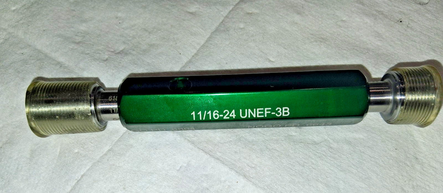 GF Gage Plug Thread Gage 11/16-24 3B Class Double End Go & No Go W0687243BS