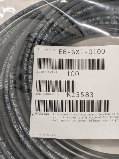 Parker Black Polyethylene Tube: 100' Long, 4mm I.D. EB-6X1-0100-DUP