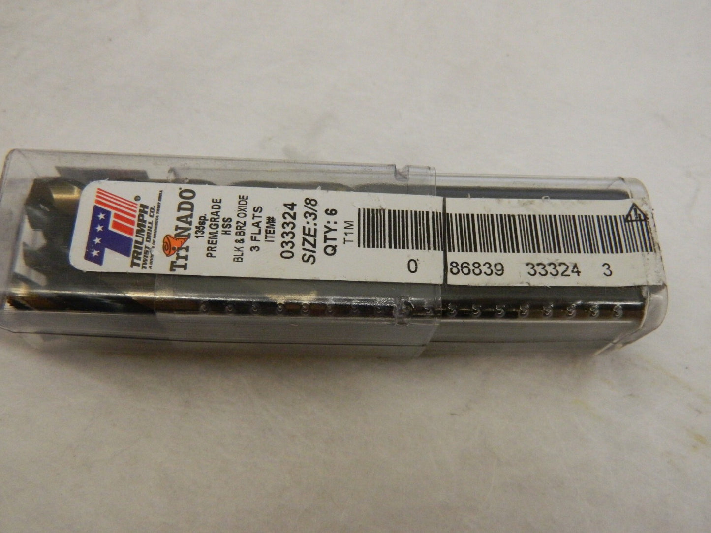 TRIUMPH TWIST DRILL Mechanics Drill Bits 3/8" Dia HSS Split Point QTY 6 033324