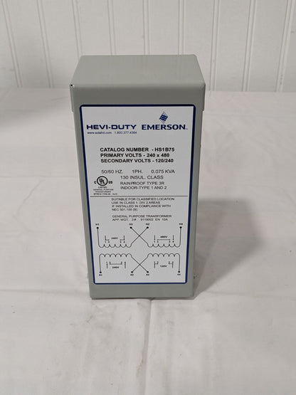 Sola/Hevi-Duty General Purpose Transformer 1 Phase, 240-480 Volt Input HS1B75