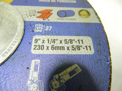 NORTON Depressed Center Wheel: Type 27, 9" Dia, Ceramic Qty 10 66253007014
