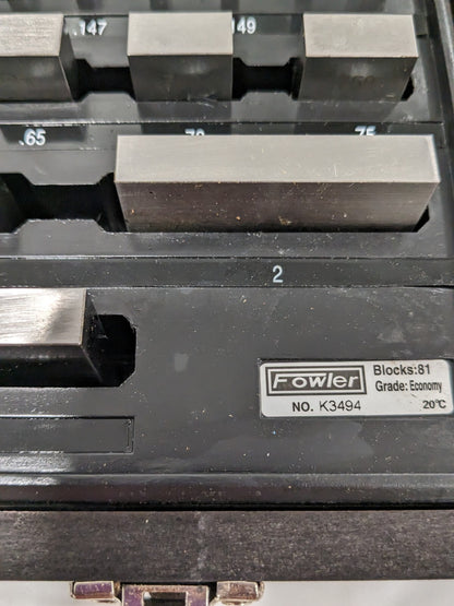FOWLER 81 Pc Gage Block Set: 0.05 to 4'' Range, Economy Grade 53-672-081-0