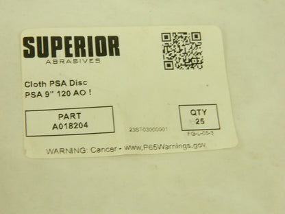 SUPERIOR ABRASIVES PSA Disc: 9" Disc Dia, 120 Grit, AO Qty 25 A018204