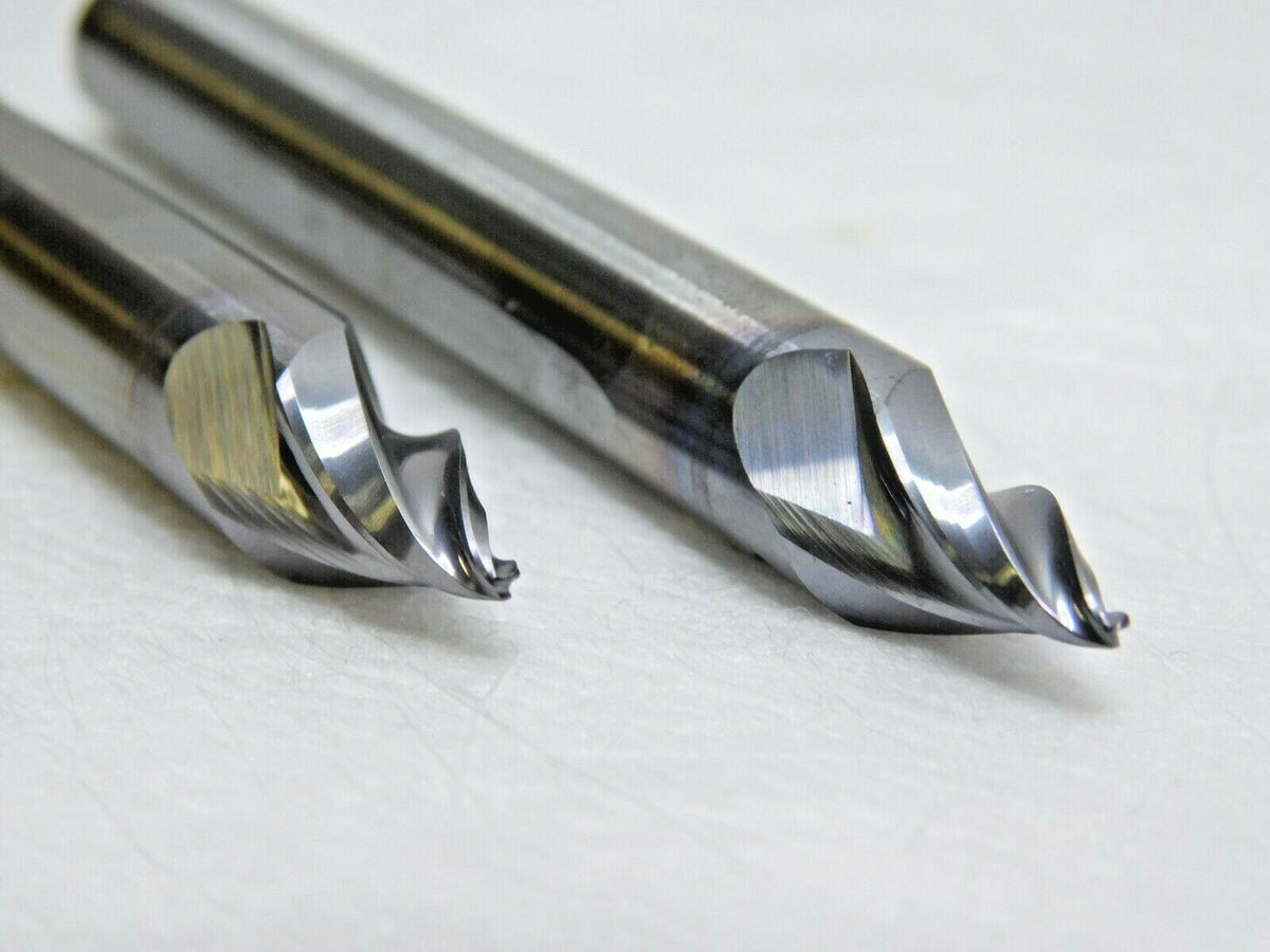 2 PACK Dumbarton Tool Carbide End Mills TICN 3" OAL 3FL 500882-T-3