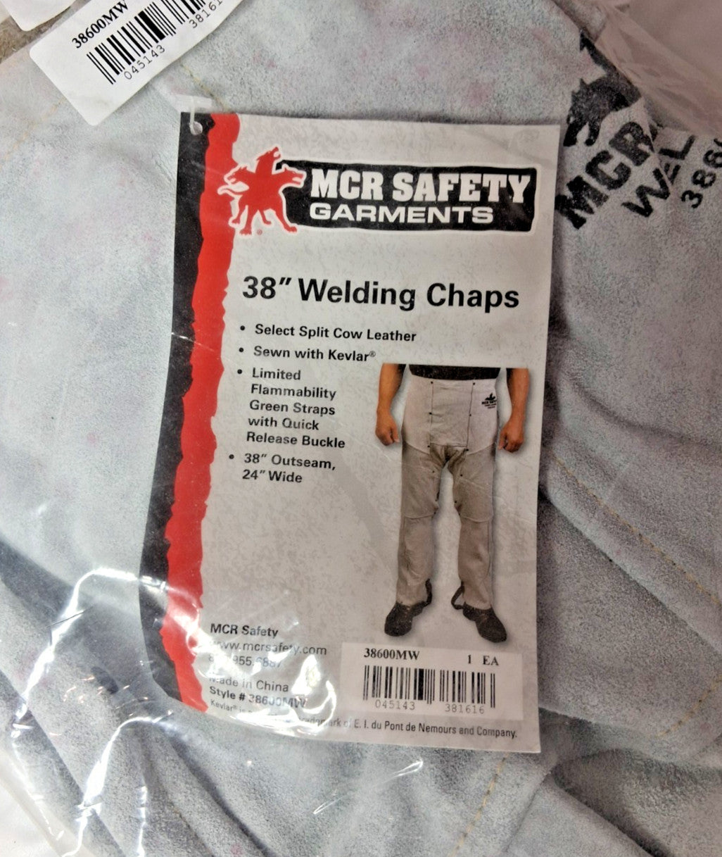 MCR Safety Cow Leather Welding Chaps Select Split  38" 38600MW