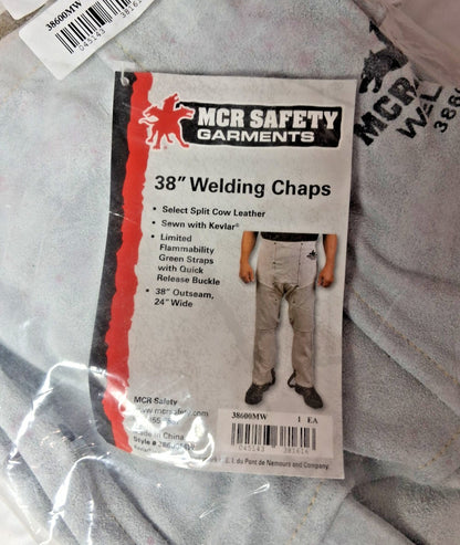 MCR Safety Cow Leather Welding Chaps Select Split  38" 38600MW