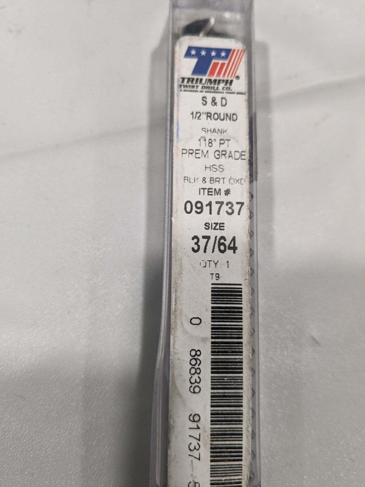 TTD 37/64 Diameter T9 HSS Drill, Black and Bright Finish 091737
