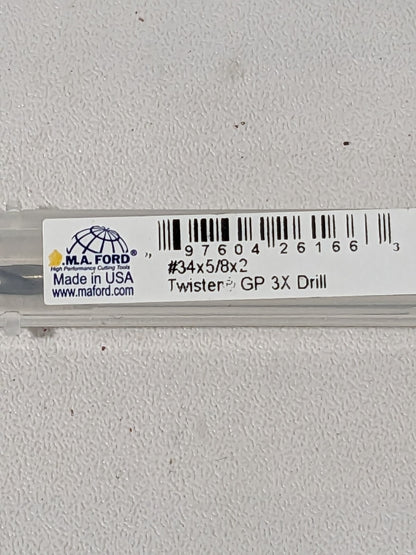 M.A. FORD Screw Machine Length Drill Bit: #34 (0.1110) Dia, 118º 20611100
