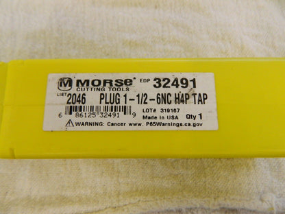 MORSE CUTTING TOOLS 11/26 H4 4FL HSS BRITE HAND PLUG TAP MT3732491