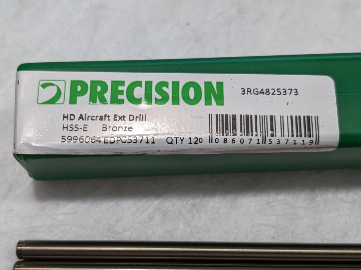 (12) Precision Twist Aircraft Extension Drill Bits #11 135 ° Cobalt 5996064