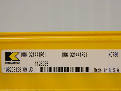 Kennametal DWG 321441R01 KC730 Inserts Qty. 5 1196385