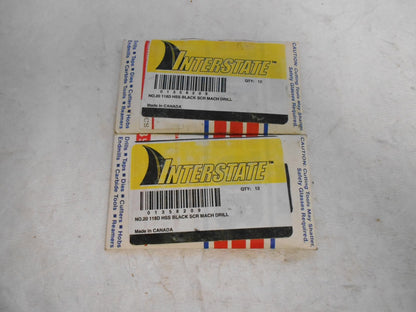 Interstate 01358209 #20 Size Black Oxide Coated Screw Machine Drill Bits Qty. 24