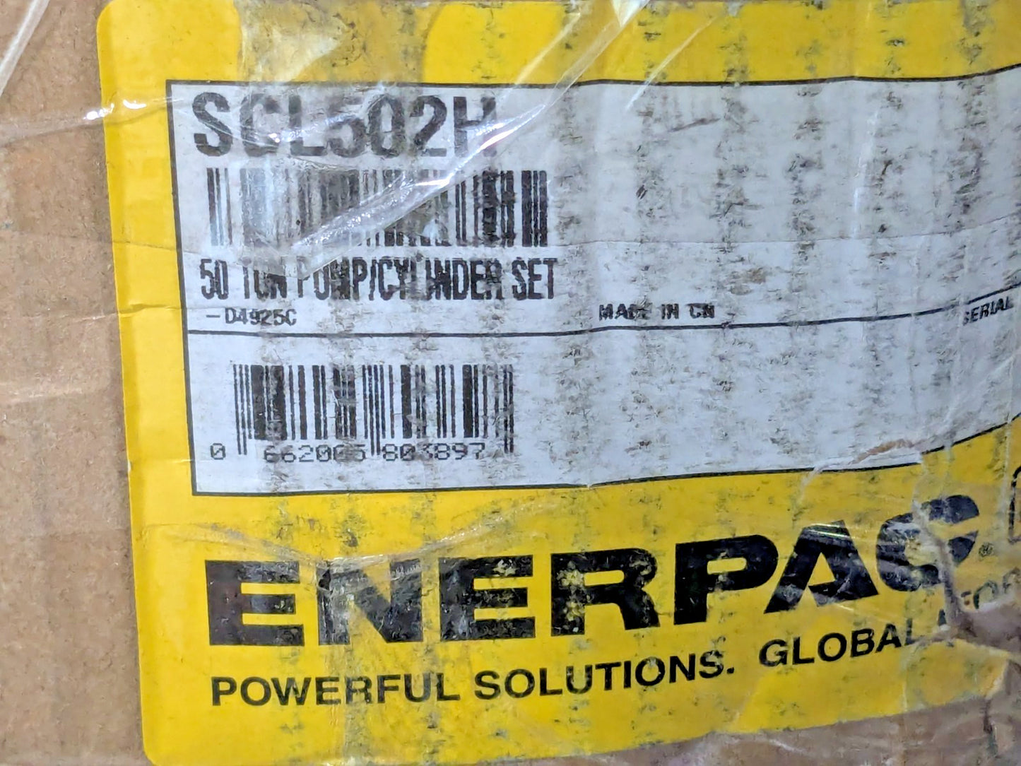 Enerpac 50 Ton Hydraulic Cylinder & Hand Pump Set 2.38 in Stroke SCL502H