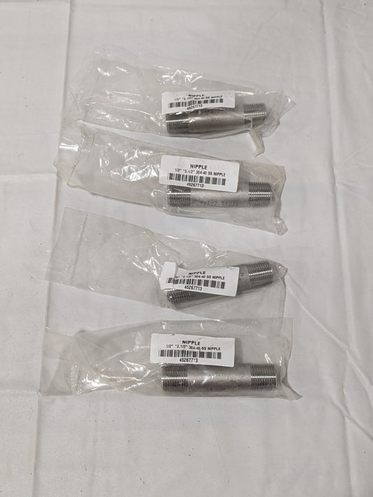 Stainless Steel Pipe Nipple: 1/2" Pipe, Grade 304 & 304L Qty 4 45267713