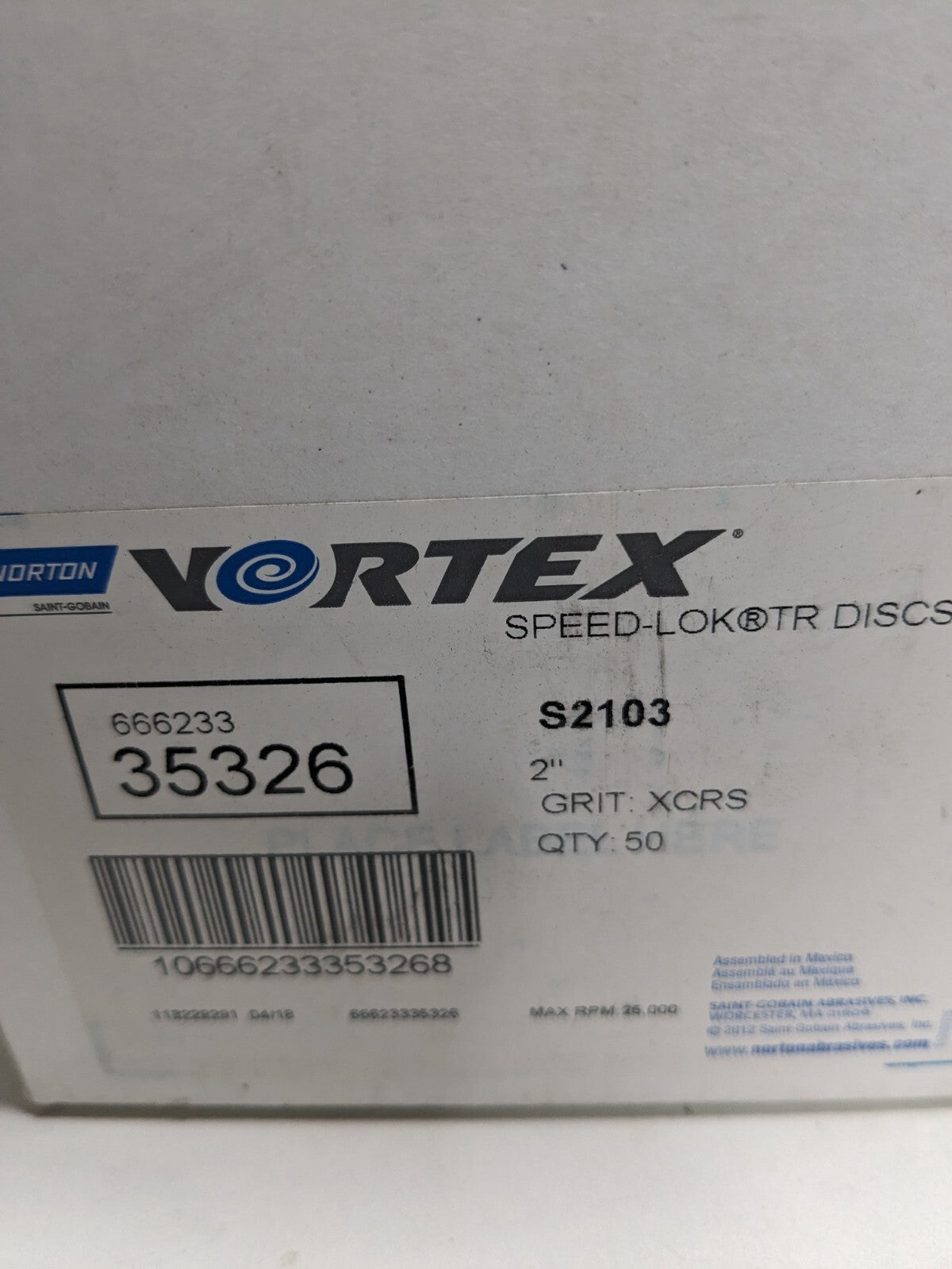 Norton approx 50pc QuickChange Disc Type R 2"Dia AluminumOxide NonWoven 66623335