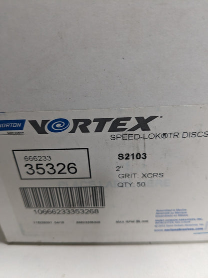 Norton approx 50pc QuickChange Disc Type R 2"Dia AluminumOxide NonWoven 66623335