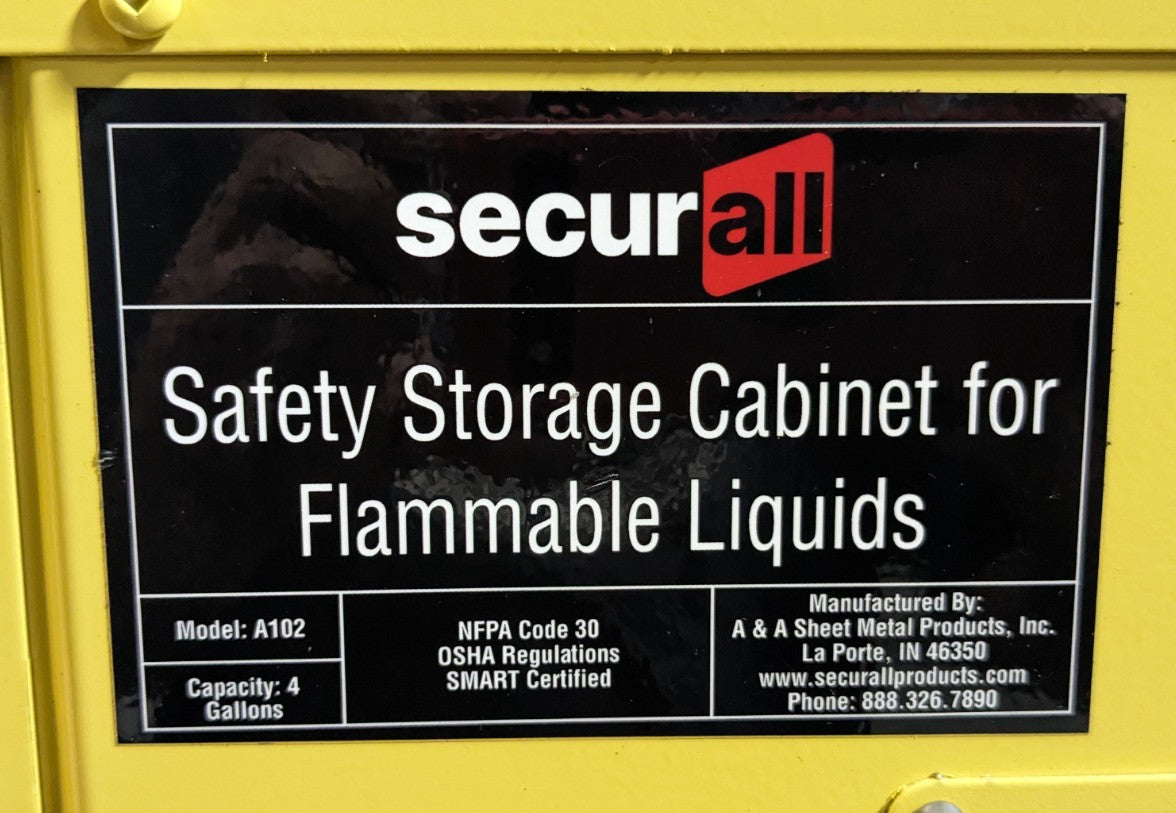 SECURALL CABINETS Standard Cabinet  NFPA Code 30 & OSHA   A102  *Scratch & Dent*