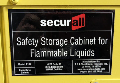 SECURALL CABINETS Standard Cabinet  NFPA Code 30 & OSHA   A102  *Scratch & Dent*