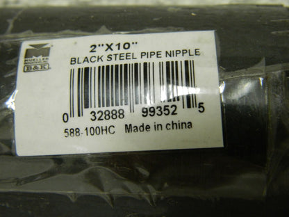 B&amp;K Mueller Steel Black Pipe Nipple Schedule 40 2" Dia 10" Long QT