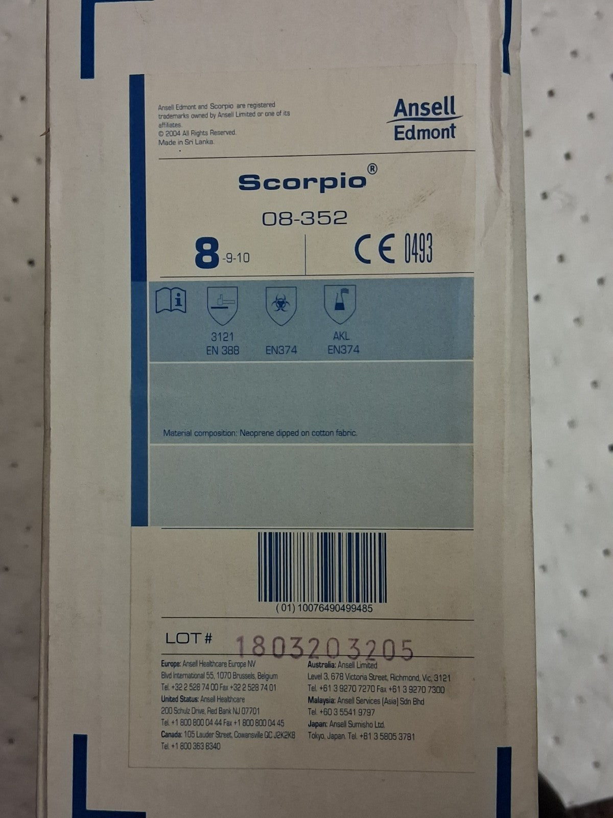Ansell Neoprene Coated Chemical Resistant Gloves 12pk Size M 212511