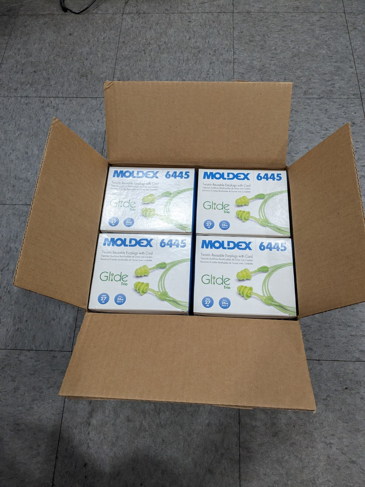 MOLDEX Earplugs 27 dB, PVC, Flanged, No Roll, Corded Reusable Box 200 Pairs 6445