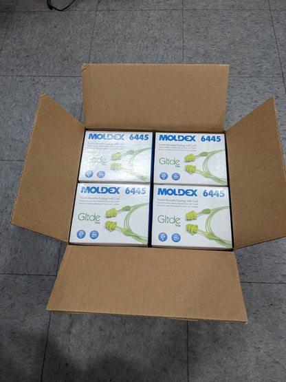 MOLDEX Earplugs 27 dB, PVC, Flanged, No Roll, Corded Reusable Box 200 Pairs 6445