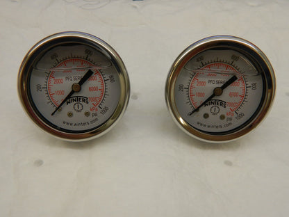 Pressure Gauge qty 2 : 2" Dial, 100 psi, 1/4" Thread, NPT,  WS-PE-GAGE-145