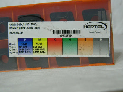 Hertel Carbide Turning Inserts CNMM646-L13 HC1250T Qty 10 42804575