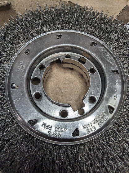 OSBORN Wheel Brush: 8" Wheel Dia, Crimped 2" Hole, Steel, 4,500 RPM 0002201300