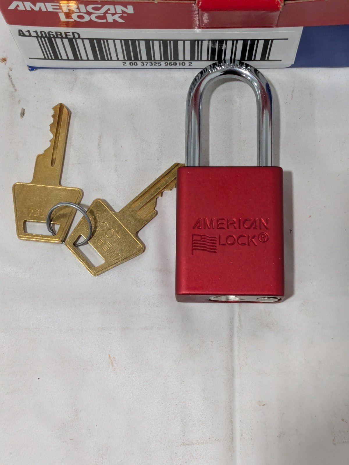 (6) American Lock Padlock: Keyed Different, Aluminum, Steel Shackle A1106RED