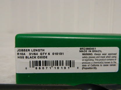 Precision Twist Drill High Speed Steel Jobber Drill 31/64" 118° Qty 6 01013