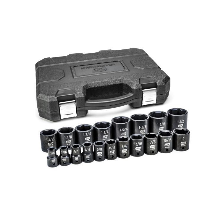 GEARWRENCH 19 Piece 1/2" Drive 6 PT Standard Impact SAE Socket Set 84932N