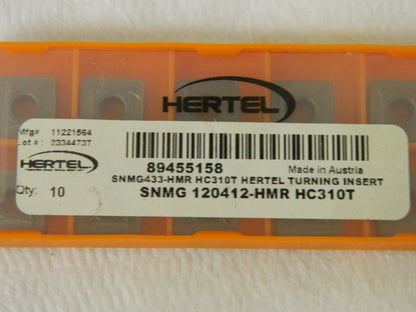 Hertel Carbide Turning Insert SNMG433 HMR HC310T QTY 10  89455158