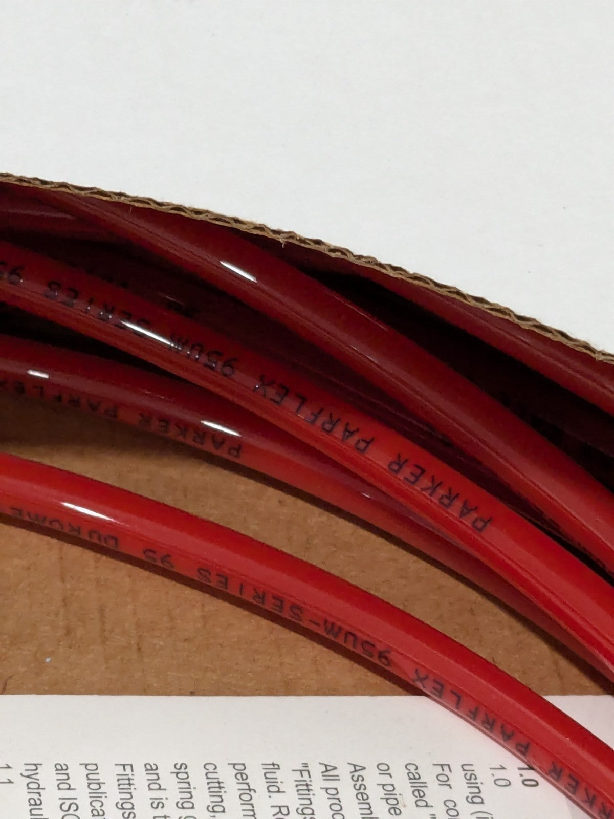 Parker Polyurethane Tube: 100' Long, Red 95UM-6X1-RED-0100