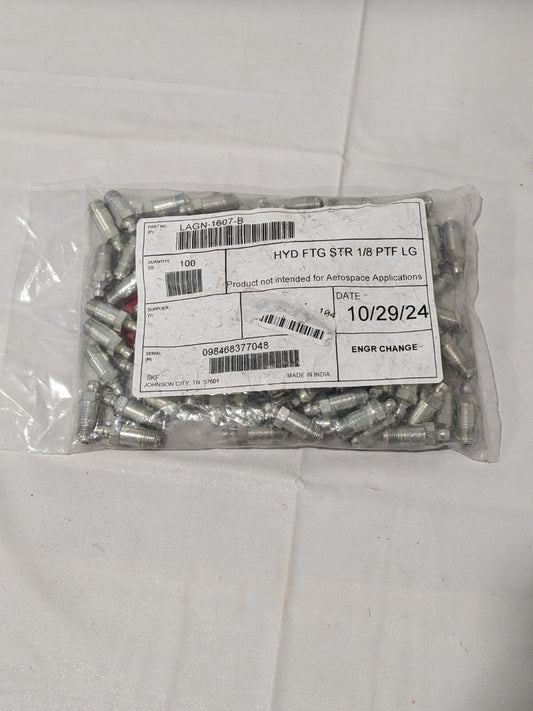 Alemite 1/8 PTF Straight Fittings 1-1/4 OAL Qty 100 1607-B
