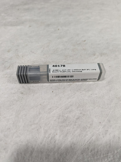 HARVEY TOOL Ball End Mill: 5/64" Dia, 0.1170" LOC, 3 FL, Solid Carbide 40178