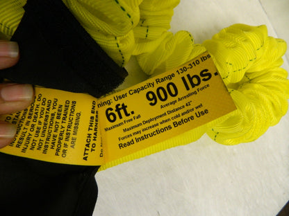 PRO-SAFE 6' Long, 350 Lb Capacity, 1 Leg Locking Snap Hook Harness PS-SA-LN