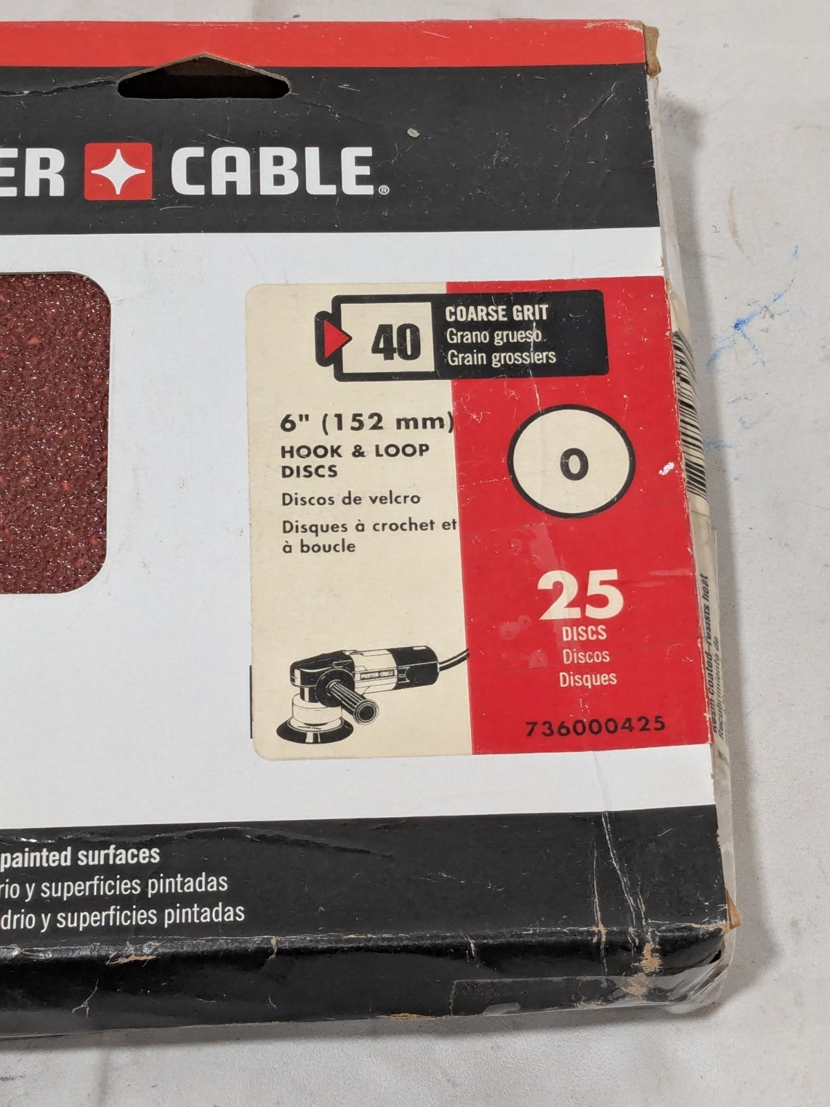 Porter Cable 40 Grit 6" No Hole PSA Sanding Disc Qty 25 736000425