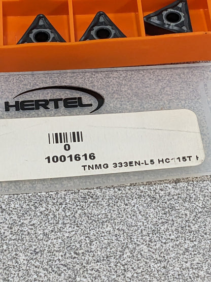 HERTEL Turning Insert: TNMG333ENL5 HC115T, Solid Carbide Qty 10 1001616