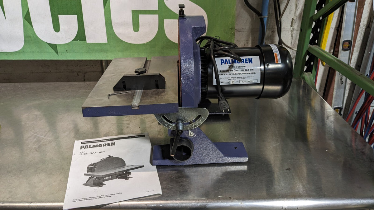 PALMGREN Bench Disc Sanding Finishing Machine 12 Disc Diameter 3/4 HP 120 V
