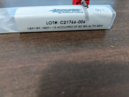 ACCUPRO Square End Mill: 3/32" Dia, 0.2790" LOC, 4 Fl 14883460