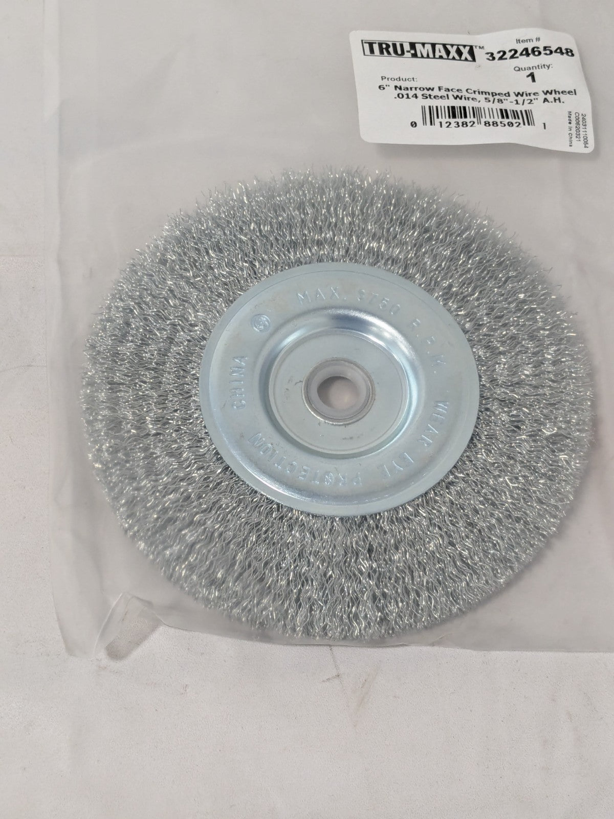Tru-Maxx Wheel Brush: 6" Dia, Crimped 1/2" Hole, Steel 2 Pack 32246548