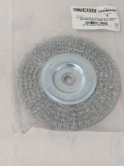 Tru-Maxx Wheel Brush: 6" Dia, Crimped 1/2" Hole, Steel 2 Pack 32246548