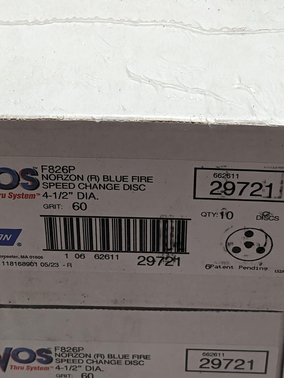 NORTON Fiber Disc: 4-1/2" Disc Dia, 5/8-11 Hole, 60 Grit Qty 40 66261129721