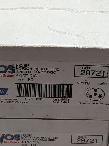 NORTON Fiber Disc: 4-1/2" Disc Dia, 5/8-11 Hole, 60 Grit Qty 40 66261129721