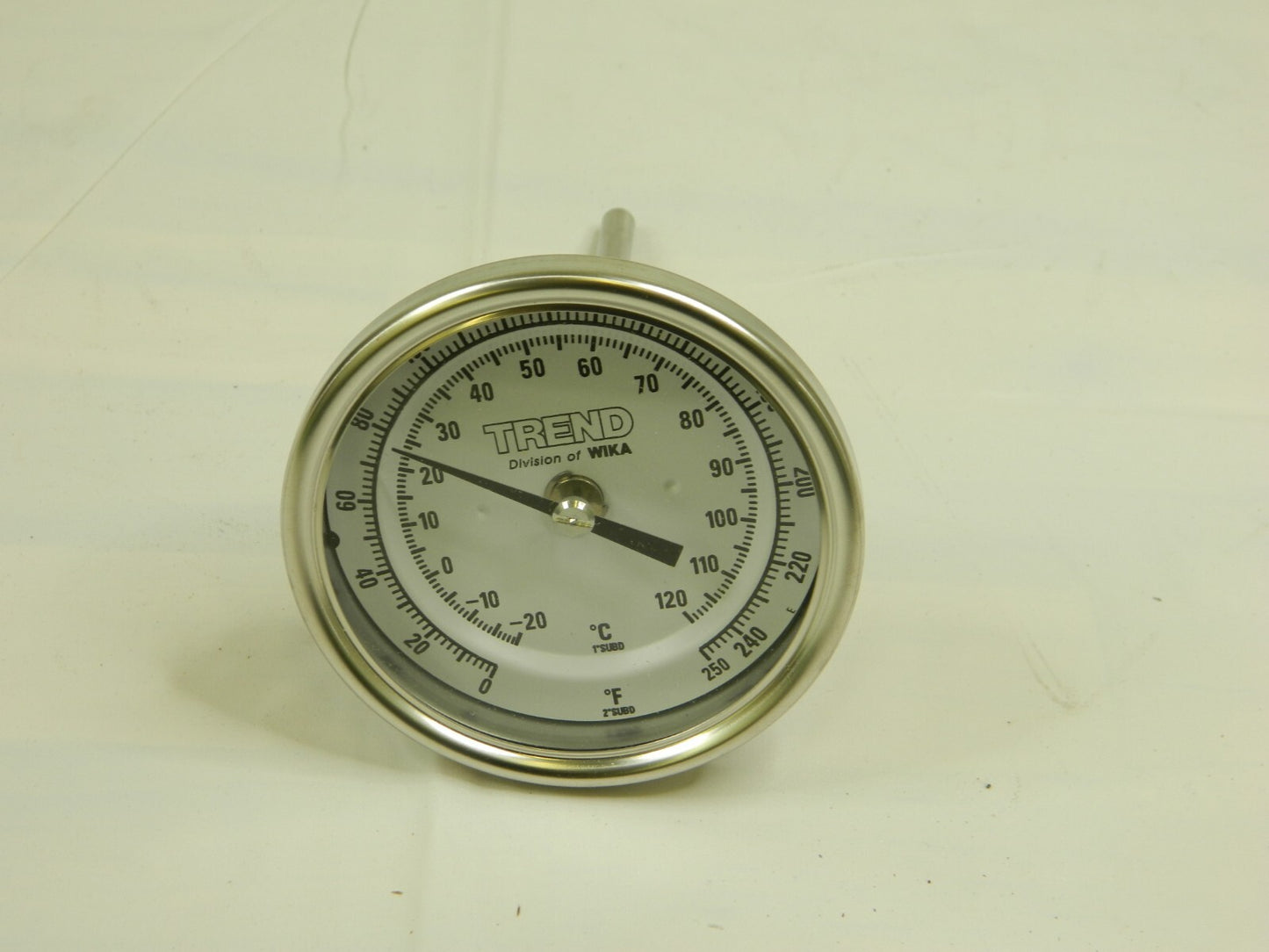 WIKA Bimetal Dial Thermometer: 0 to 250 ° F, 4" Stem Length 52877149