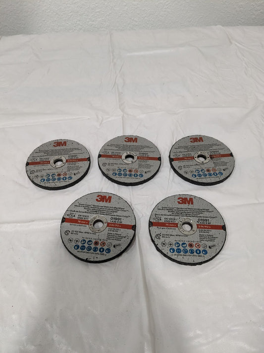 3M Cut-Off Wheel: 3″ Dia, 3/16″ Thick, 3/8″ Hole, AO Qty 5 7100229883