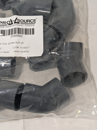 PRO-SOURCE 1-1/4" PVC Plastic Pipe 45° Elbow Pack of 10 37000502