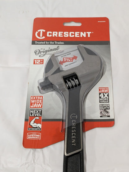 Crescent Adjustable Wrench: 12" OAL, 1-11/16" Jaw Capacity ATWJ212VS