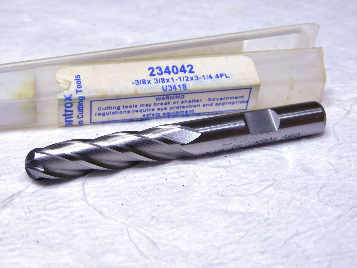 Controx HSSCO Ball End Mill 3/8Dia .190 Radius 4Fl 1.5LOC 3.25L  234042.190R